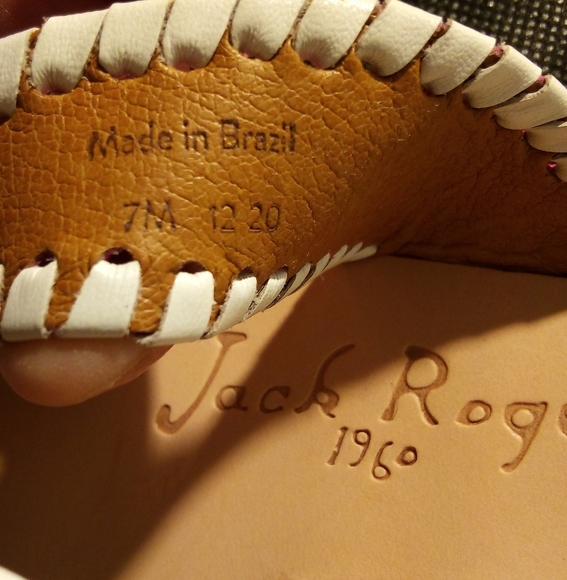 Jack Rogers - # 1 NWT, Pink & White Leather Thong Style Sandals, Size 7 M, - Picture 4 of 12